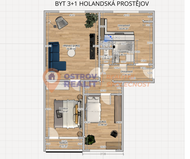Prodej, bytu 3+1, 71 m2, Prostějov
