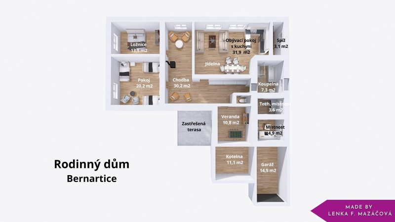 Prodej, rodinný dům, pozemek 1 861 m2,  Bernartice