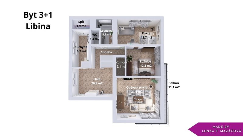 Prodej prostorného bytu 3+1 v Libině