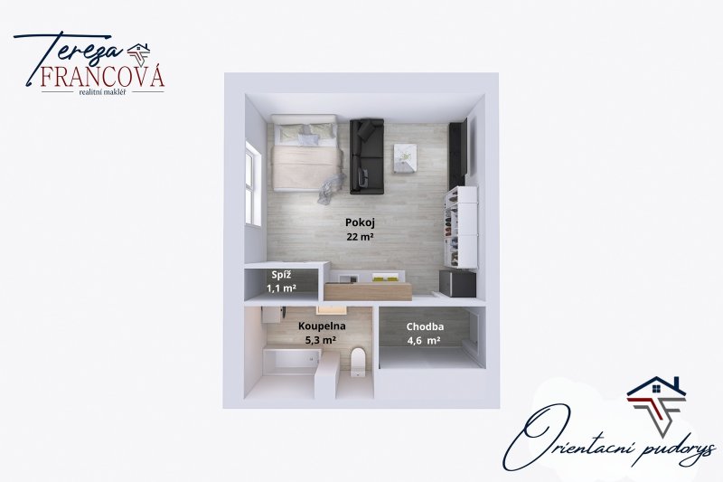 Prodej bytu 1+kk, 33 m² – Prostějov, ul. Krokova